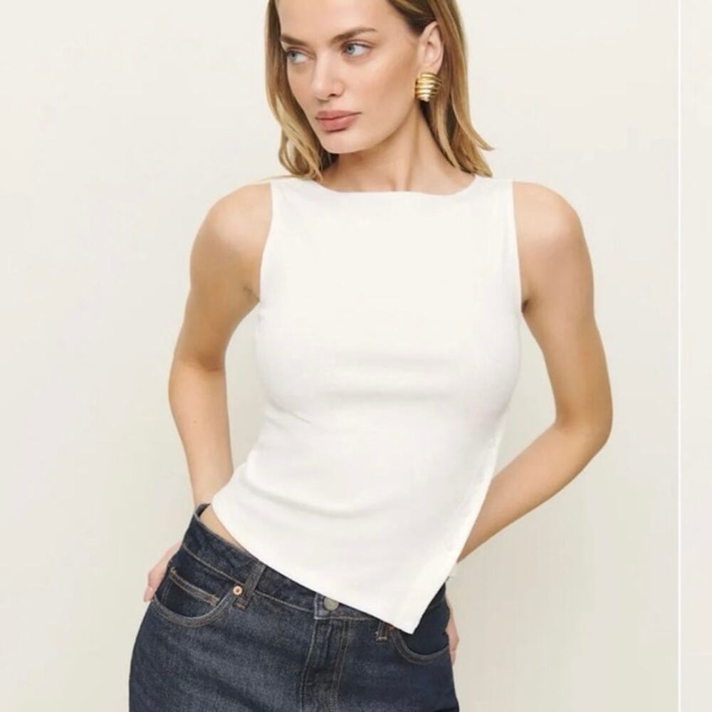 NWOT Reformation Hudson Knit Top in White SZ S